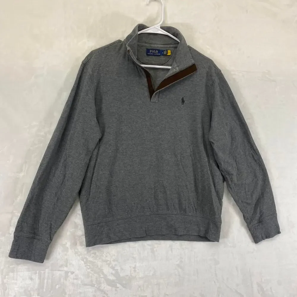 Polo Ralph Lauren Men's Gray Long Sleeve Quarter Zip Pullover Sz M